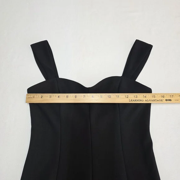 Quiet Luxury Abercrombie Fitch Black Midi Dress Women’s M Sweetheart Neck Slit - Picture 6 of 13